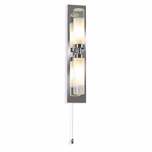 Netlighting Linea Verdace 2 Light Bathroom Wall Bar Light in Chrome and Grey IP44