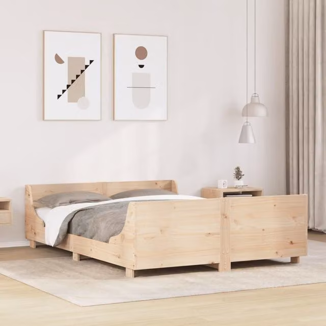 Berkfield Home Solid Wood Pine Bed Frame in Brown, W/D/H: 140 x 200 cm
