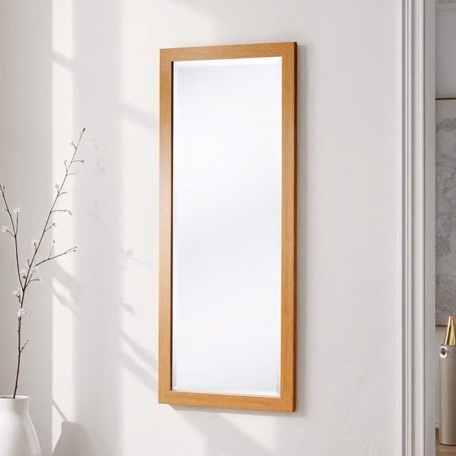 Yearn Tall Slim Framed Full Length Bevelled Mirror in Brown, H 131 cm x W 55 cm