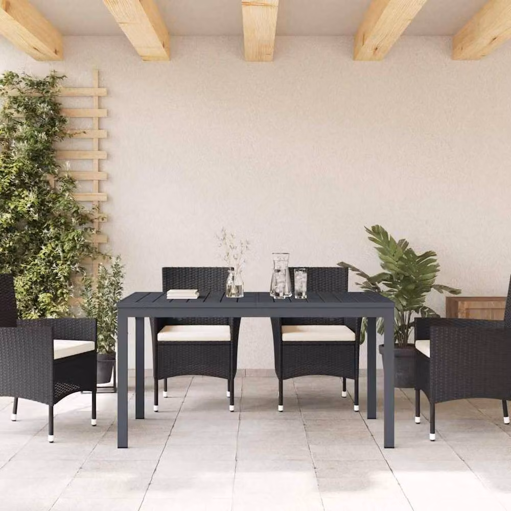 Berkfield Home Large Expandable Rectangular Garden Table in Matt Dark Grey Powder Coated Aluminium – 3