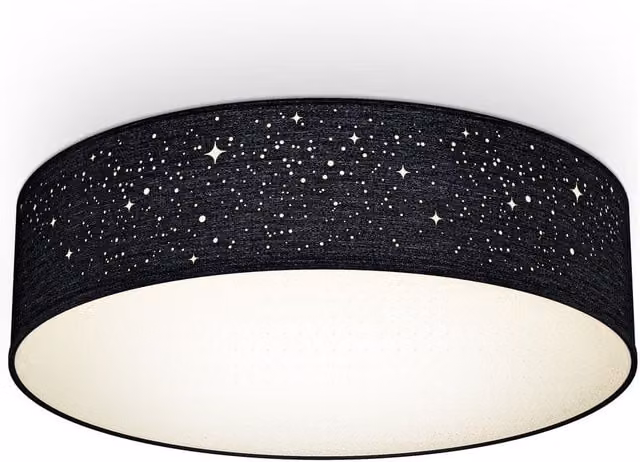 B.K.Licht Black Fabric Ceiling Light with Star Effect, 2 x E27, max. 40W, W/D/H: 38 x 38 x 10 cm – 1