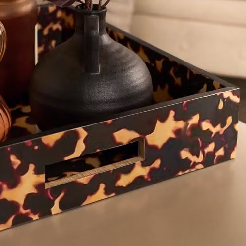 OHS Modern Rectangular Animal Print Serving Tray in Brown Plastic, W/D/H: 35 x 30 x 7 cm – 2