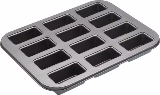 MasterClass Non-Stick Twelve Hole Mini Loaf Tin, Black Carbon Steel