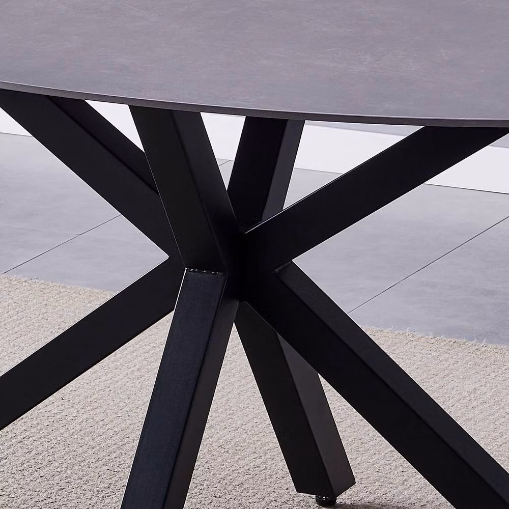Artemis Home Gricio Modern Oval Ceramic Dining Table in Grey Stone and Black, W: 160 cm, D: 90 cm, H: 75 cm – 2
