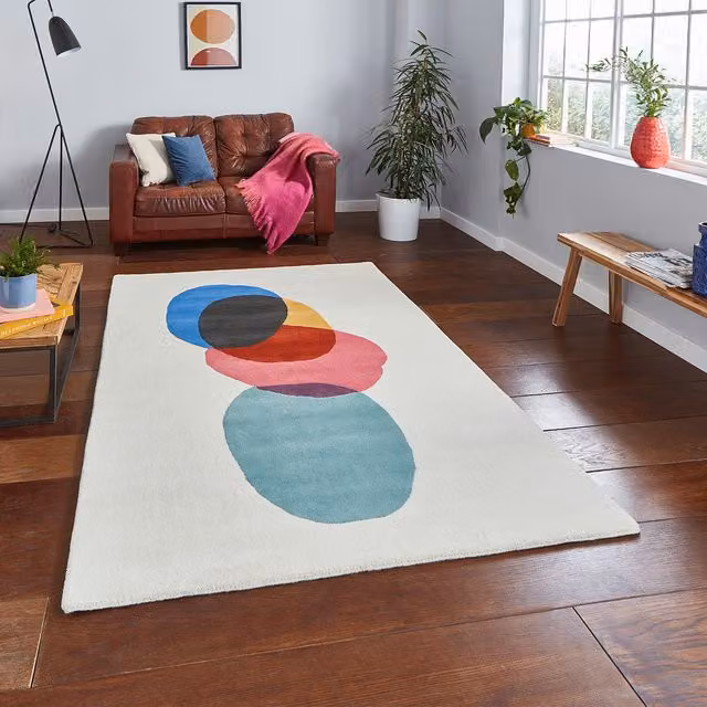 The Rug Shop UK Multi Wool Modern Abstract Easy to Clean Area Rug, Multicolour, W: 150 cm, L: 230 cm