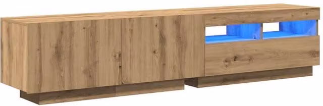 Berkfield Home Artisan Oak TV Cabinet with LED Lights in Brown, W/D/H: 180 x 35 x 40 cm – 1