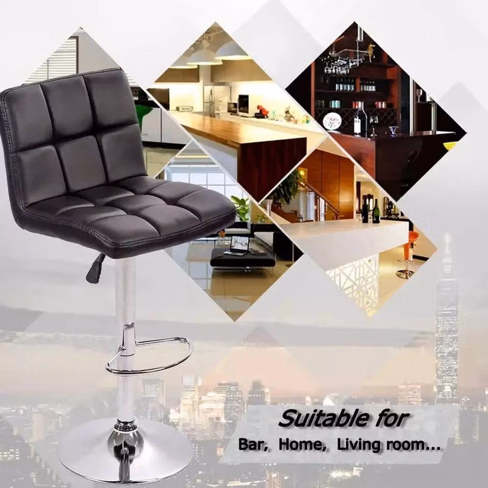 EONLION Black Synthetic Leather Gas Lift Swivel Bar Stool – 3