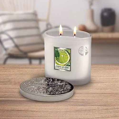 Heart and Home Twin Wick Ellipse Soy Wax Candle - Lime Splash in White – 2