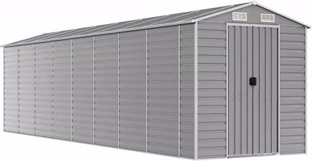Berkfield Home Pent Garden Shed in Light Grey, Galvanised Steel, W/D/H: 725 x 191 x 198 cm – 1