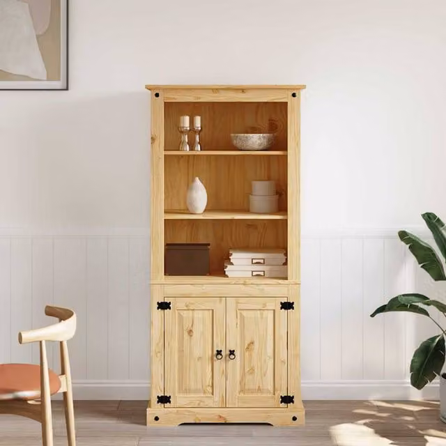 Berkfield Home Corona Range Mexican Pine Decorative Cupboard in Brown, W/D/H: 80 x 40 x 170 cm – 1