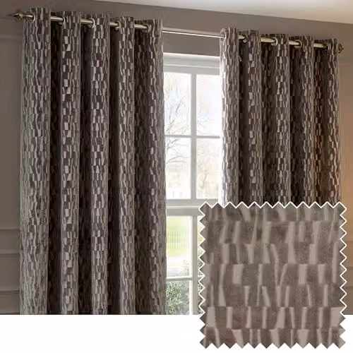 Paoletti Manhattan Velvet Blackout Eyelet Curtains, Grey/Brown, H 229 cm x W 229 cm