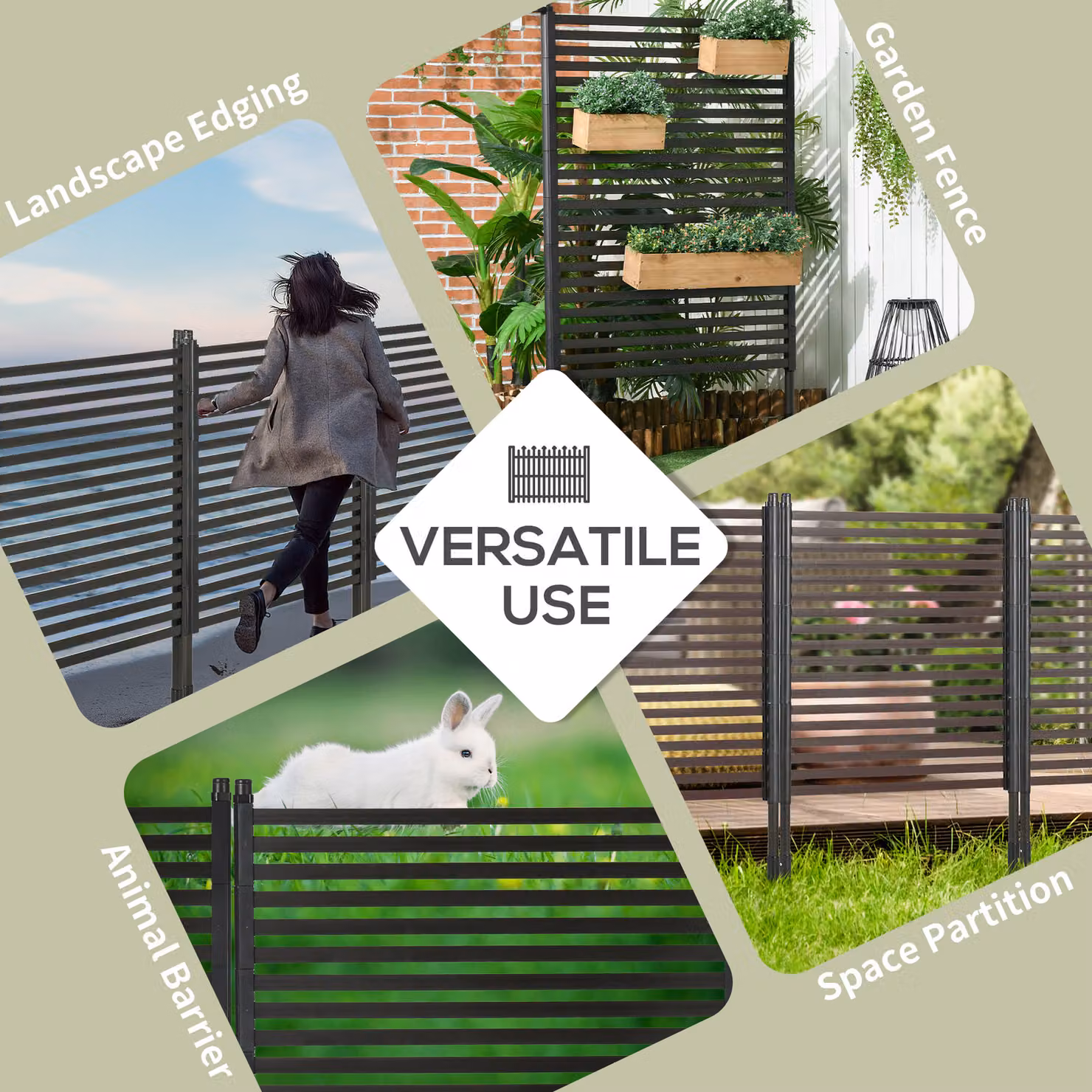 Outsunny Brown PVC-Coated Steel Garden Fence and Decorative Outdoor Animal Barrier for Hard and Soft Ground, H 150 cm x W 93 cm – 5