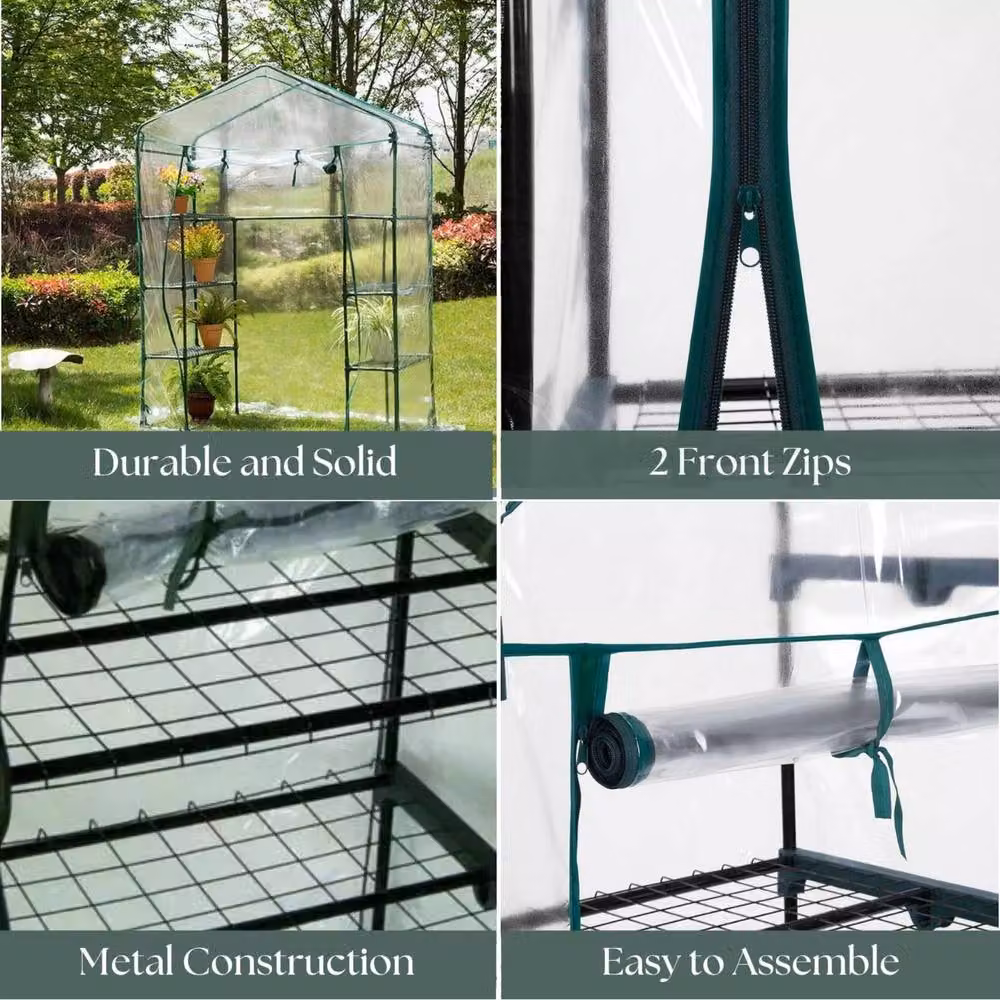 Marco Paul Heavy Duty Walk-In Greenhouse with 6 Shelves, Clear, W/D/H: 100 x 50 x 194 cm – 3
