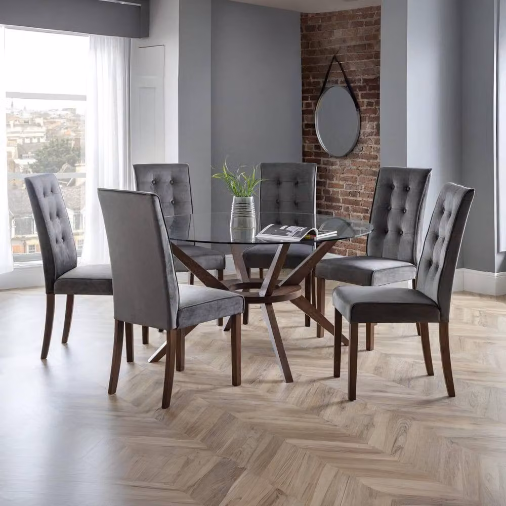 Cheshire Devonshire Elegant Velvet Dining Chairs - Set of 2 in Grey – 4