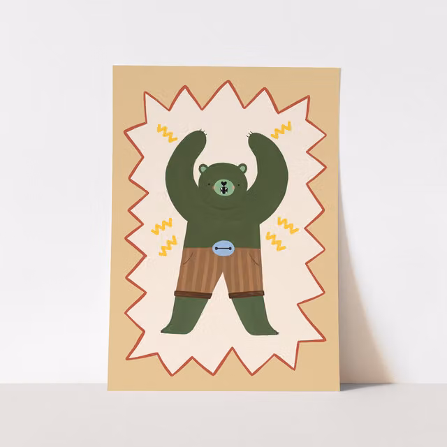 Kid of the Village Mighty Cub Superhero Fine Art Print, Multicolour, W: 29.7 cm, H: 42 cm – 1