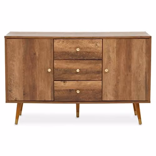 Orsina Industrial Two Door Wood Sideboard in Brown, W: 114 cm, D: 39 cm, H: 70 cm