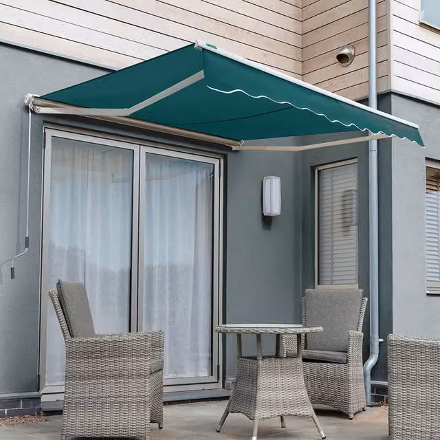 Primrose Electric Half Cassette Awning in Plain Green