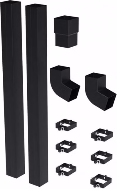 Galeco Square Steel Offset Downpipe Kit in Black, 80mm Diameter