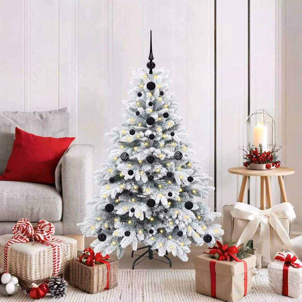 Berkfield Home Beautiful Artificial Christmas Tree with 150 Warm White LEDs, Green and White, Height: 120 cm – 2