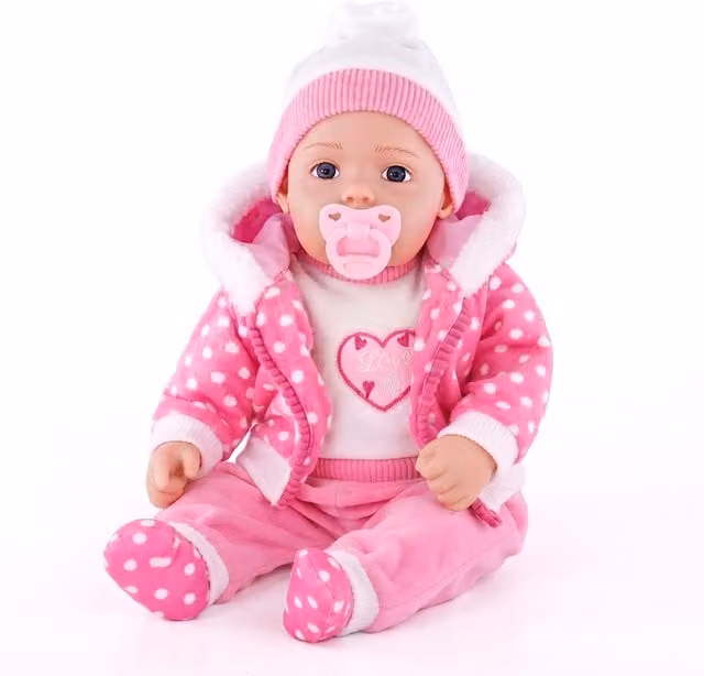 BiBi Baby Dolls Pink and White Matchmaker Baby Girl Doll with Sounds and Dummy