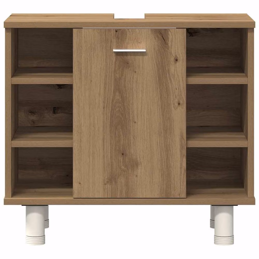 Berkfield Home 3 Piece Modern Bathroom Furniture Set in Artisan Oak Brown with Mirror Cabinet and Wall Cabinet – 3