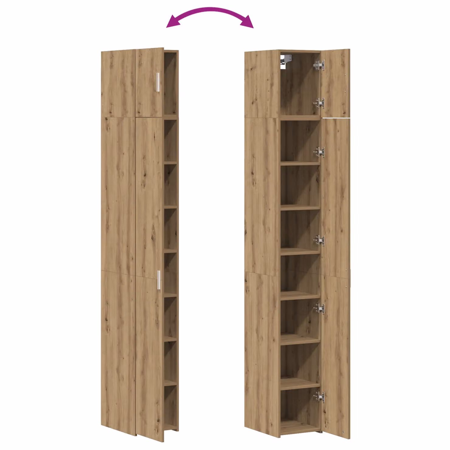 Berkfield Home Slim Storage Cabinet in Artisan Oak Brown, W: 30 cm, D: 22.5 cm, H: 225 cm – 4