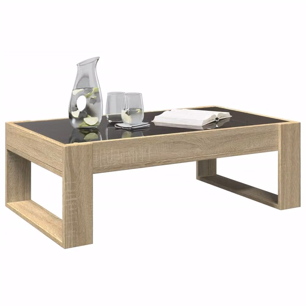 Berkfield Home Infinity LED Coffee Table in Sonoma Oak Brown, W/D/H: 90 x 53 x 30 cm – 2