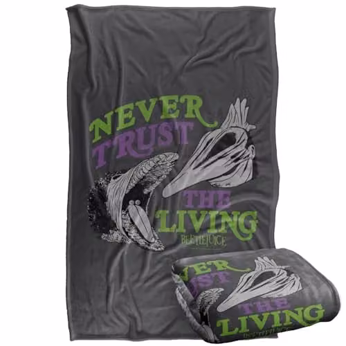 Warner Bros. Beetlejuice Never Trust Silky Touch Super Soft Fleece Throw Blanket, Multicolour, W: 91.44 cm x L: 147 cm – 1