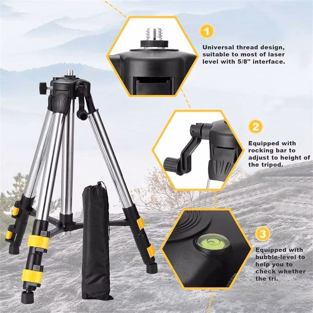 Nordara Universal Laser Level Tripod Adjustable Height Stand in Black, Height: 100 cm – 3