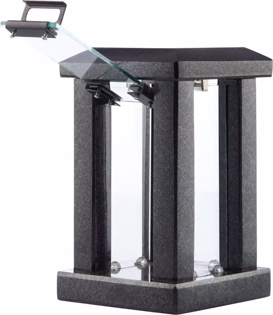 Novecrafto Large Polished Black Granite Memorial Lantern, H 32 cm, W 15 cm, D 15 cm – 1