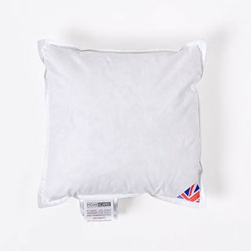 Homescapes Duck Down and Feather Cushion Pad Insert, White, W/D/H: 35 x 35 x 35 cm