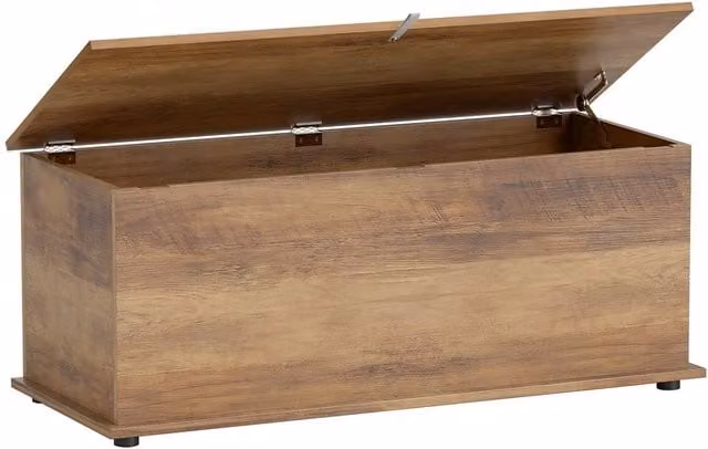 Kelvenix Rustic Brown Wood Storage Box with Flip-Top Lid, W/D/H: 120.0 x 40.0 x 100.0 cm
