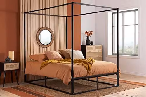 Birlea Farringdon Modern Metal 4 Poster Bed in Black, W/D/H: 120 x 200 x 186 cm – 2