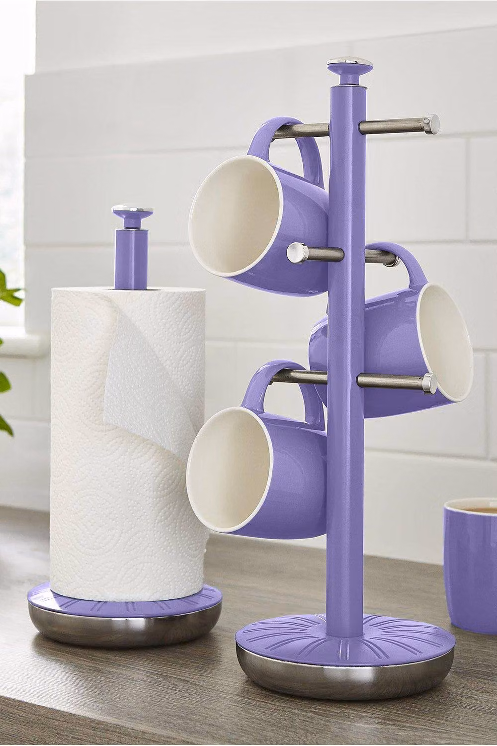 Swan Retro Freestanding Towel Pole and Mug Tree in Purple – 2