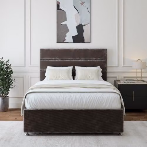 Bedmaster Anthracite Upholstered Chenille Divan Bed Base with Drawers and Lined Headboard, W/D/H: 200 x 180 x 45 cm