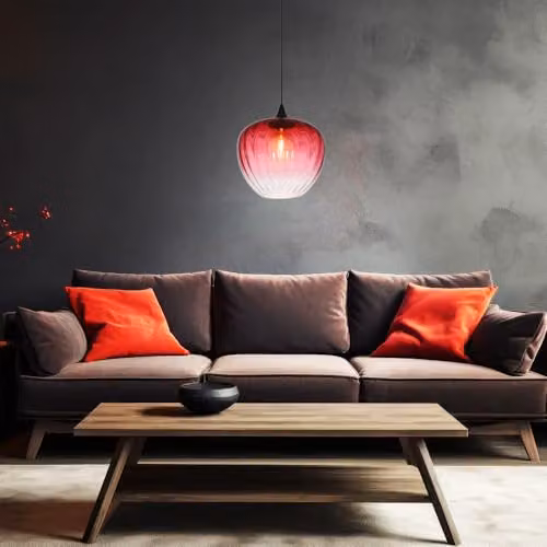 Globo Lighting Sander Dome Pendant Light with Red and Black Glass Shade, E27 – 4