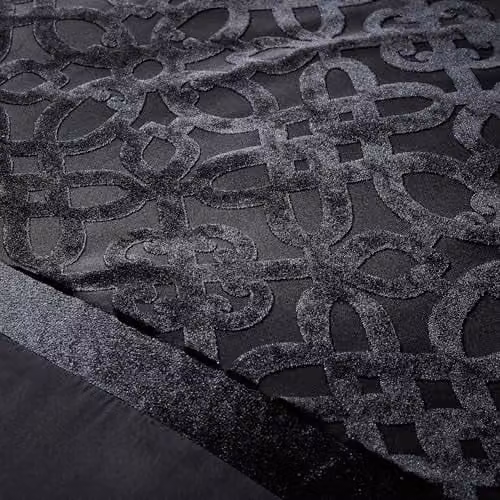 Catherine Lansfield Lattice Cut Velvet Double Duvet Cover Set with Pillowcases, Black, W/D/H: 200 x 200 cm, Pillowcases: 50 x 75 cm – 2