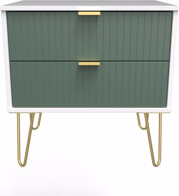2 U Bexley 2 Drawer Side Table in Green and Gold – 1