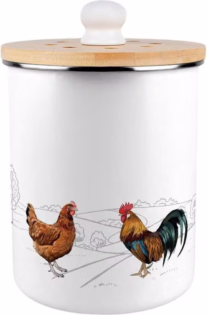 Purely Home Country Farm Animals Metal Kitchen Compost Bin with Flip Lid, Brown, 2 l