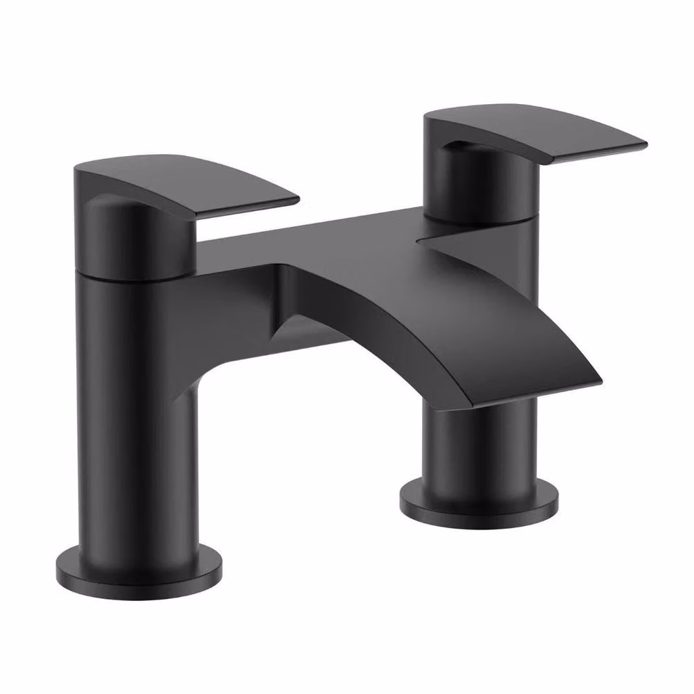 FLAVORA Matte Black Round Basin Tap and Bath Filler with Pop-Up Waste Set – 2