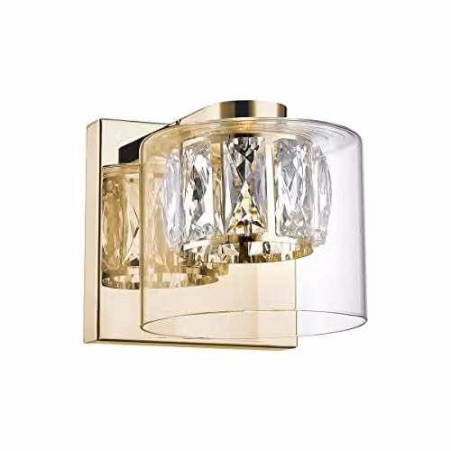 Netlighting Gem Wall Lamp in Gold/Brass with Transparent Glass, 450lm, 3000K