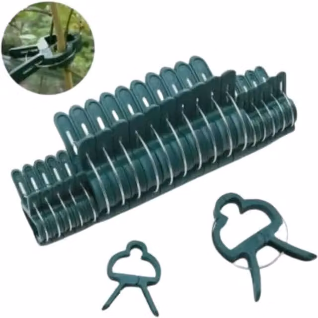 Garden Mile Reusable Green Plastic Garden Plant Support Clips Set of 20