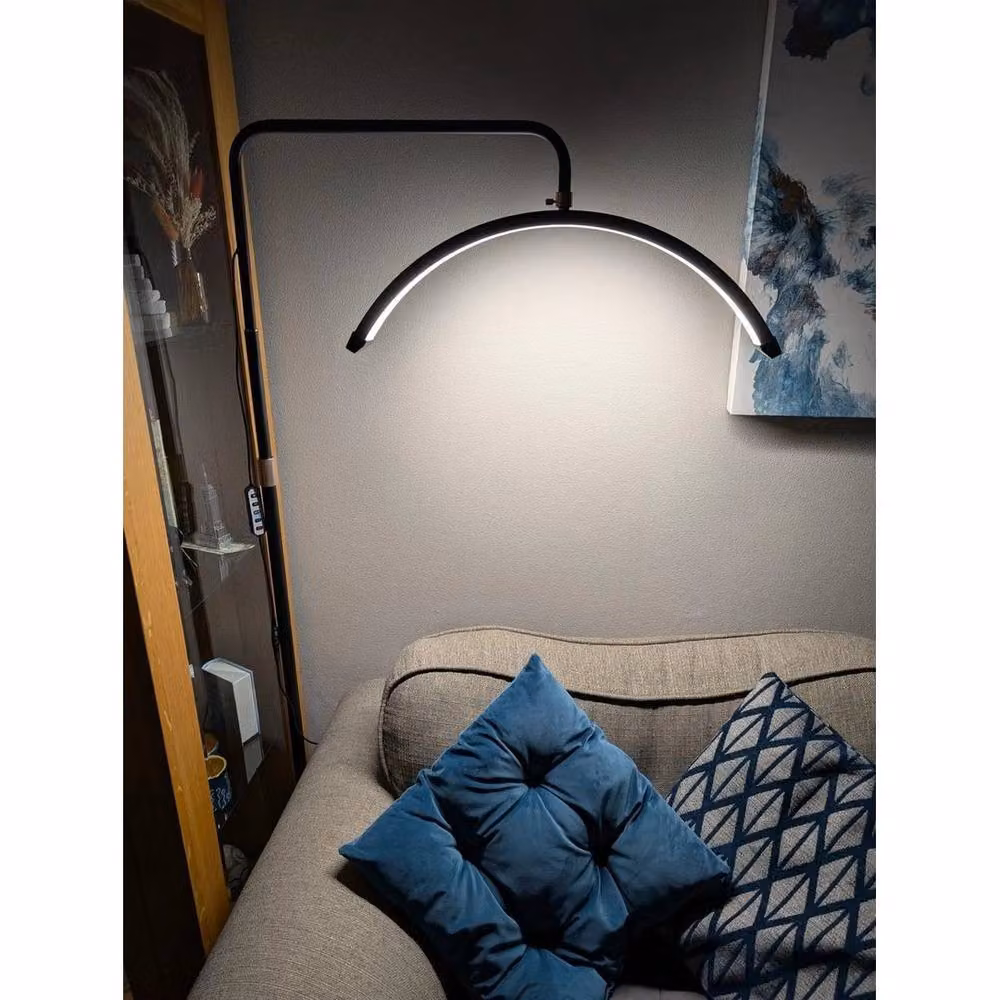 FLAVORA Black Dimmable Half Moon Floor Lamp with Adjustable Dome Design – 3