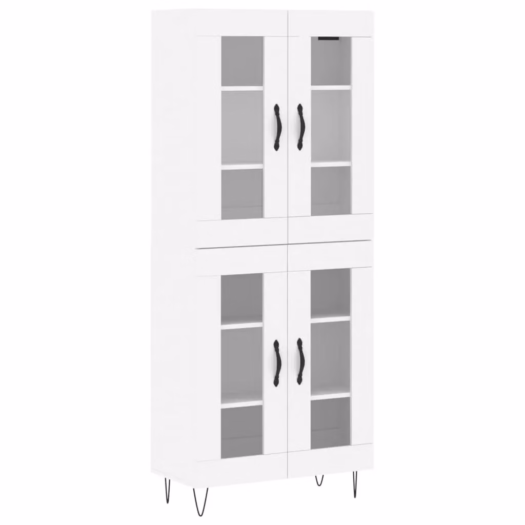 Berkfield Home Modern White Highboard with Glass Doors and Internal Shelves, W/D/H: 69.5 x 34 x 180 cm – 2