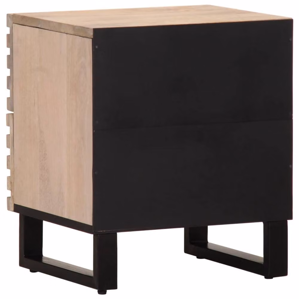 Berkfield Home Solid Mango Wood Bedside Cabinet in Light Tan Beige, W/D/H: 40 x 33 x 46 cm – 4