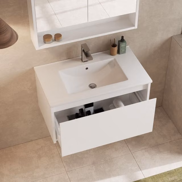 Banyetti Mino 800mm Wall-Hung Vanity Unit with Lira Basin in Gloss White