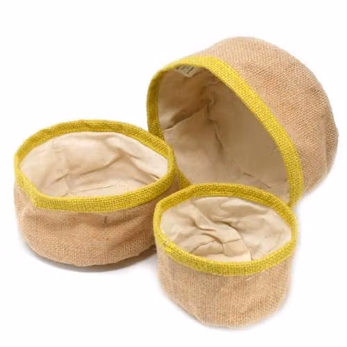 KDMD Set of 3 Green Open Weave Natural Jute Baskets