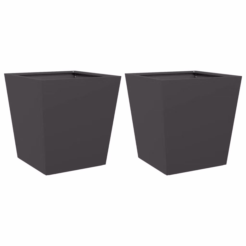 Berkfield Home Garden Steel Planter Tubs, Black, 2 Pack, W/D/H: 40 x 40 x 40 cm – 2