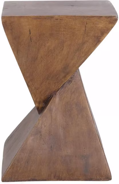 Pirlo Plush Industrial Geometric Side Table in Brown Stone Finish