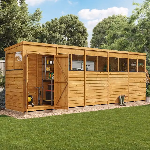 BillyOh Switch Overlap Pent Wooden Shed in Brown with Window